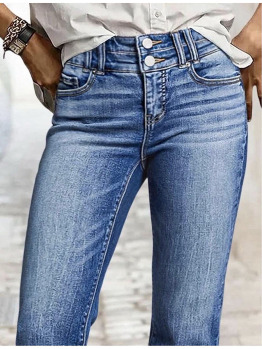 Flamingals Capri Jeans for Women Mid Rise Straight Leg Cropped Jeans Stretchy L